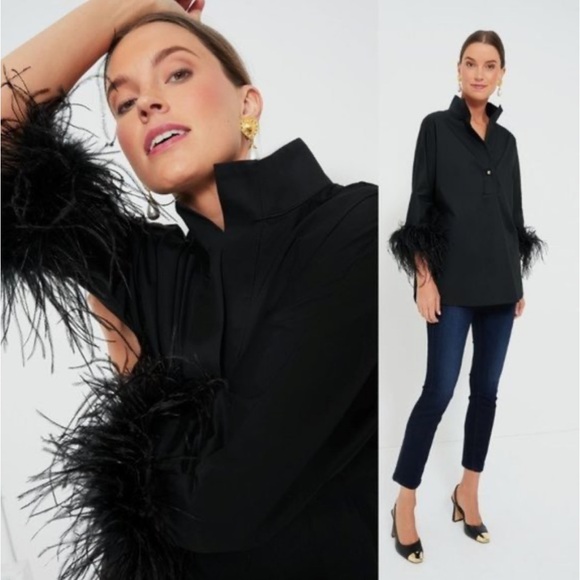 Tuckernuck Tops - TUCKERNUCK White Feather Cuffs Willow Blouse Size XXXL